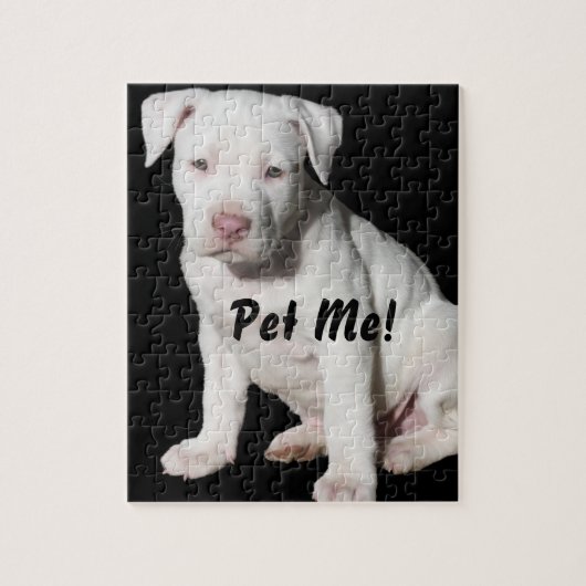 Baby weißer Pitbull Welpe Puzzle (Vertikal)