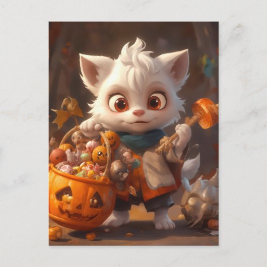 Baby Werewolf mit Candy Basket Postcard Postkarte (Vorderseite)