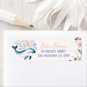 Baby Whale Boho Peach Lavender Floral Design - (Insitu)