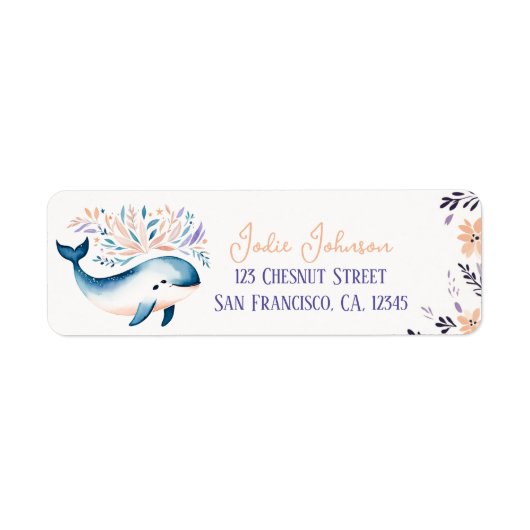 Baby Whale Boho Peach Lavender Floral Design - (Vorne)