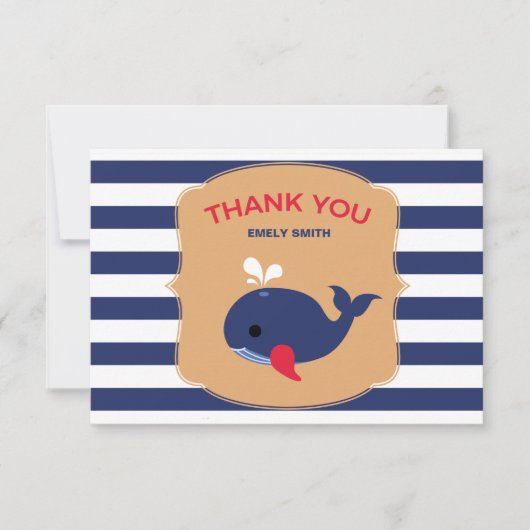 Baby Whale Flat Danke Karte (Vorderseite)