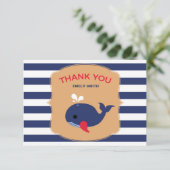 Baby Whale Flat Danke Karte (Stehend Vorderseite)