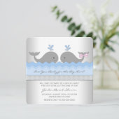 Baby Whale Gender Reveal Dusche Einladung (Stehend Vorderseite)