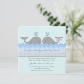 Baby Whale Gender Reveal Einladung (Stehend Vorderseite)