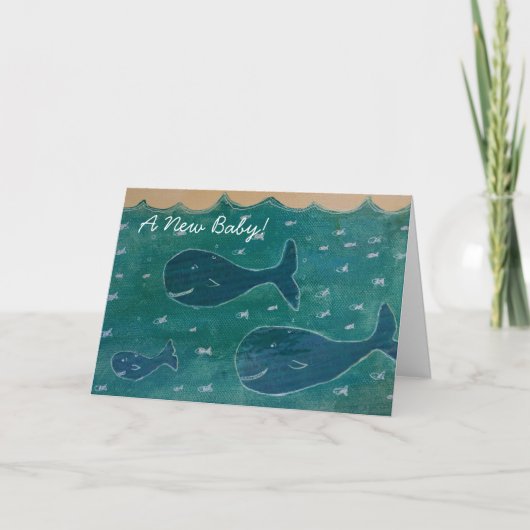 Baby Whale New Baby Gratulations Card Blue Karte (Vorderseite)