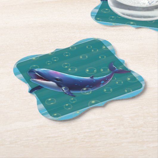 Baby Whale Paper Coasters Untersetzer (angewinkelt)