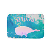 Baby Whale Sparkle Pink Nautical Personal Kinderzi Badematte (Vorderseite)
