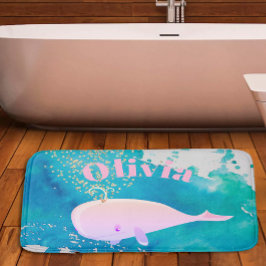 Baby Whale Sparkle Pink Nautical Personal Kinderzi Badematte