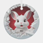 Baby Whit Rabbit Christmas Ornament Aus Glas (Vorderseite)