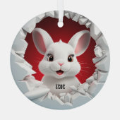 Baby Whit Rabbit Christmas Ornament Aus Glas (Rückseite)