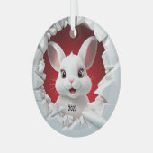 Baby Whit Rabbit Christmas Ornament Aus Glas (Vorderseite links)