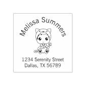 Baby White Cat Jumpsuit Araddress Gummistempel (Prägung)