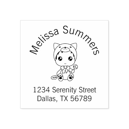 Baby White Cat Jumpsuit Araddress Gummistempel (Prägung)