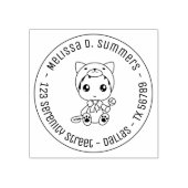 Baby White Cat Jumpsuit Runde Adresse Gummistempel (Prägung)