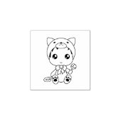 Baby White Cat Kitten Jumpsuit Kostüm 1x1 Gummistempel (Prägung)