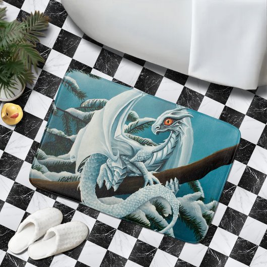 Baby White Winter Dragon Badematte