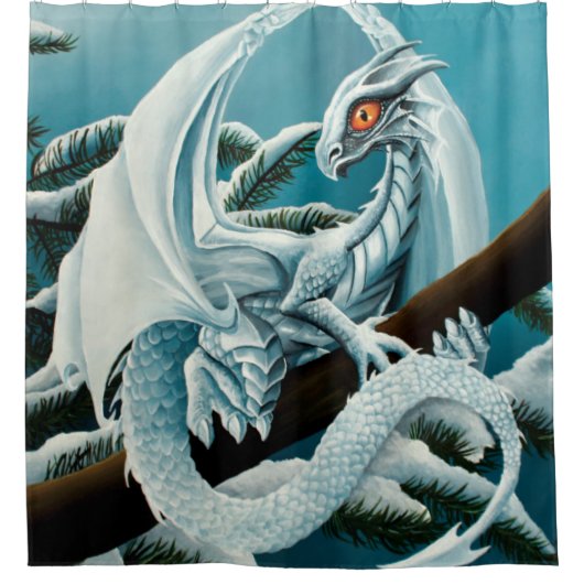 Baby White Winter Dragon Duschvorhang (Vorderseite)