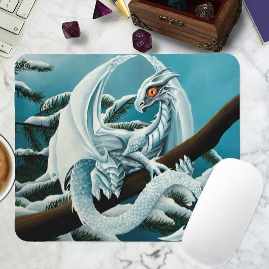 Baby White Winter Dragon Mousepad