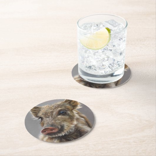 Baby Wild Boar Coaster Runder Pappuntersetzer (Vor Ort)