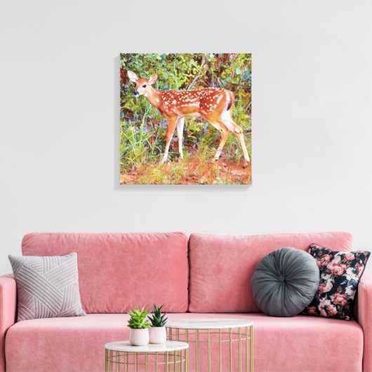 Baby Wild Deer Fawn Leinwand Printmedien (Insitu (Wohnzimmer))
