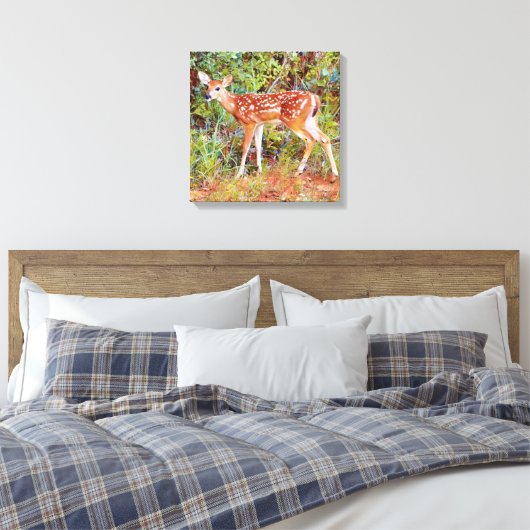 Baby Wild Deer Fawn Leinwand Printmedien (Insitu (Schlafzimmer))