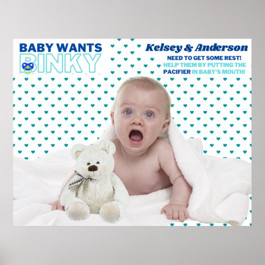 Baby Will Binky | Fun Baby Shower Game Poster (Vorne)