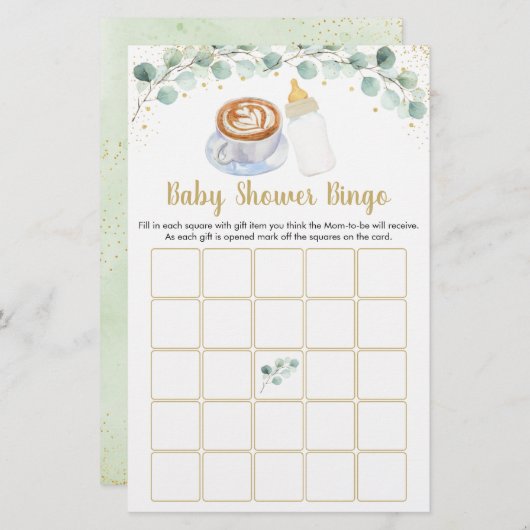 Baby wird Coffee Baby Shower Bingo Game (Vorne/Hinten)