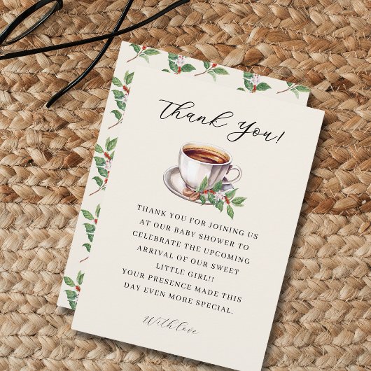 Baby wird Coffee Brown Baby Shower Dankeskarte