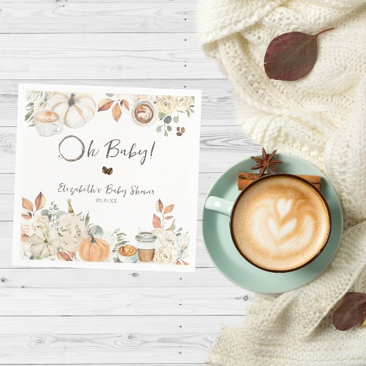 Baby wird gebraut | Herbstkaffee Babydusche Serviette