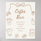 Baby wird Handgezogenes Baby Dusche Kaffee Bar Poster (Vorne)