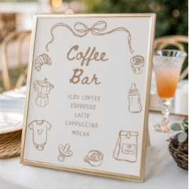 Baby wird Handgezogenes Baby Dusche Kaffee Bar Poster