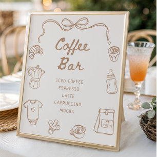 Baby wird Handgezogenes Baby Dusche Kaffee Bar Poster