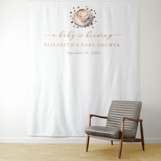 Baby wird Kaffee-Babydusche im Hintergrund aufzieh Wandteppich (Beispiel)