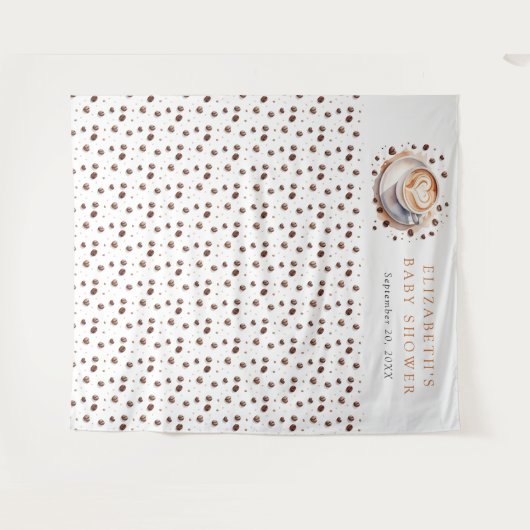 Baby wird Kaffee-Babydusche im Hintergrund aufzieh Wandteppich (Vorderseite (Horizontal))