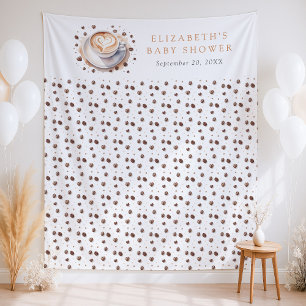 Baby wird Kaffee-Babydusche im Hintergrund aufzieh Wandteppich