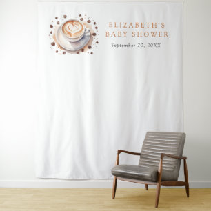 Baby wird Kaffee-Babydusche im Hintergrund aufzieh Wandteppich
