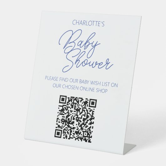 Baby Wish List QR Code Geschenklösung Willkommensw Sockelschild (Vorderseite)