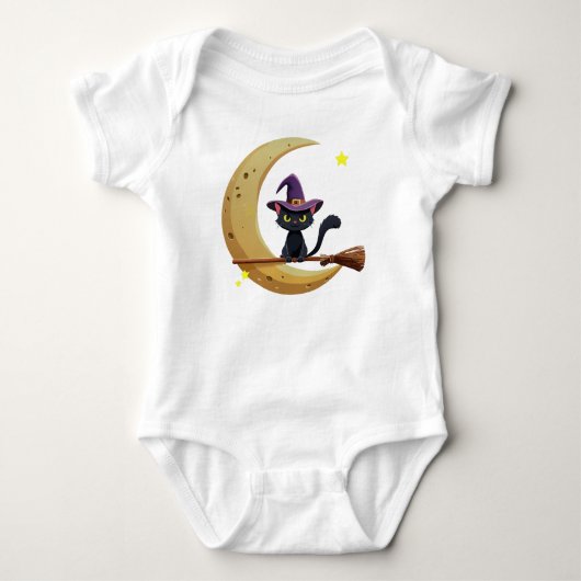 Baby Witch Kitty on Moon Baby Strampler (Vorderseite)