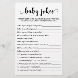 Baby-Witze Baby-Shower-Spiel mit Antworten