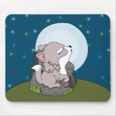 Baby Wolf auf dem Mond Mousepad (Vorne)