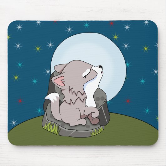 Baby Wolf auf dem Mond Mousepad (Vorne)