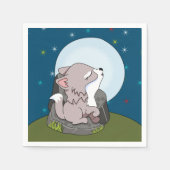 Baby Wolf auf dem Mond Serviette (Vorderseite)