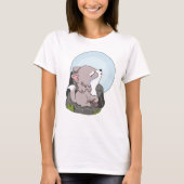 Baby Wolf heult auf dem Mond T-Shirt (Vorderseite)