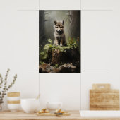 Baby Wolf Wald Druck, Botanischer Wald Poster (Küche)
