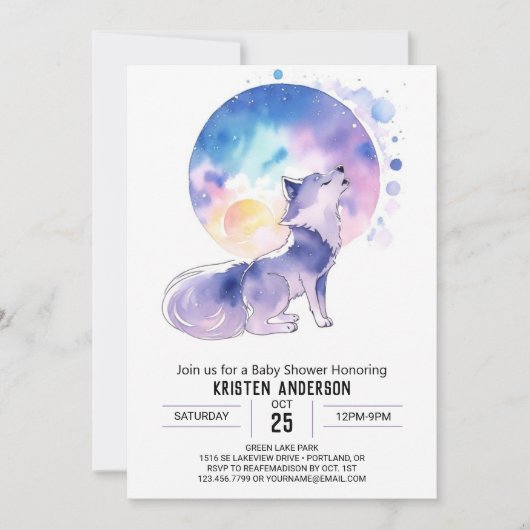 Baby Wolf's Woodland Adventure Baby Shower Einladung (Vorderseite)