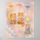 Baby Woodland Animals Celestial Kinderzimmer Wall Poster (Vorne)