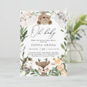 Baby Woodland Animals Kinderdusche Einladung (Stehend Vorderseite)