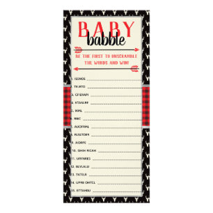 Baby-Word-Minibar, Babydusche, Buffalo Kariert Werbekarte
