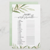 Baby word Rührei Baby Dusche Spiel Gold Grün (Vorne/Hinten)