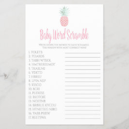 Baby Word Scramble Ananas Baby Shower Game Flyer